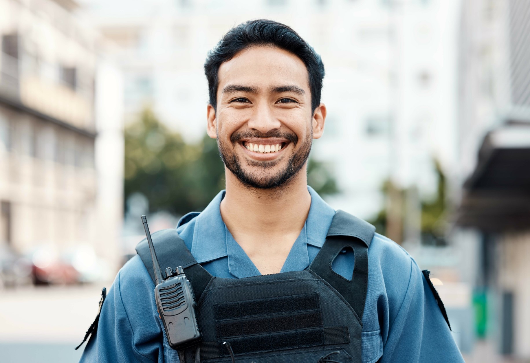 policeman in city for law